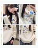 Women's 2025 Korean Style Cartoon Print Round Neck Sweatshirt - Autumn/Winter Velvet Loose Fit