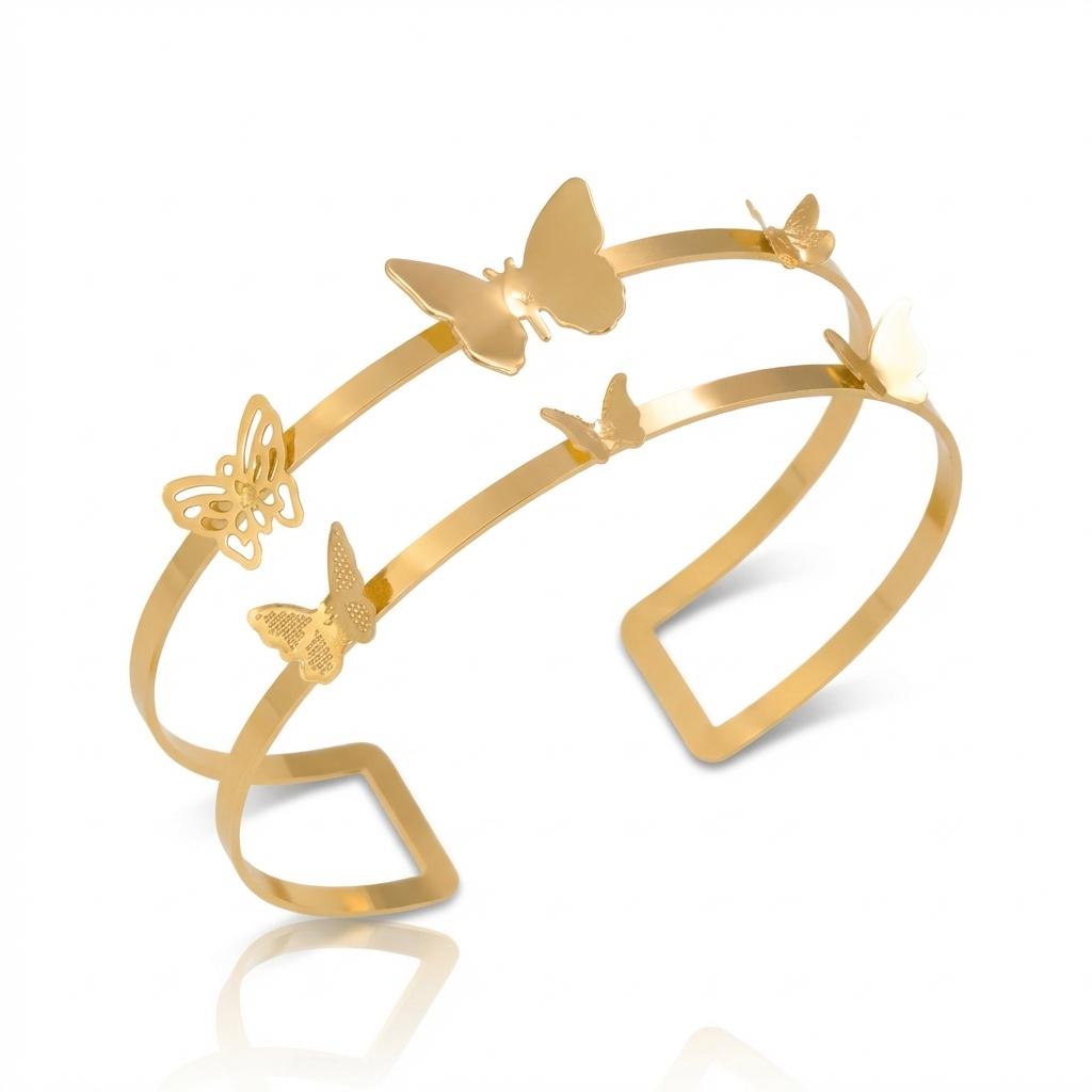 

Minimalist 3D Hollow Butterfly Open Upper Arm Cuff Bracelet Boho Adjustable Armband Insect Body Jewelry For Women