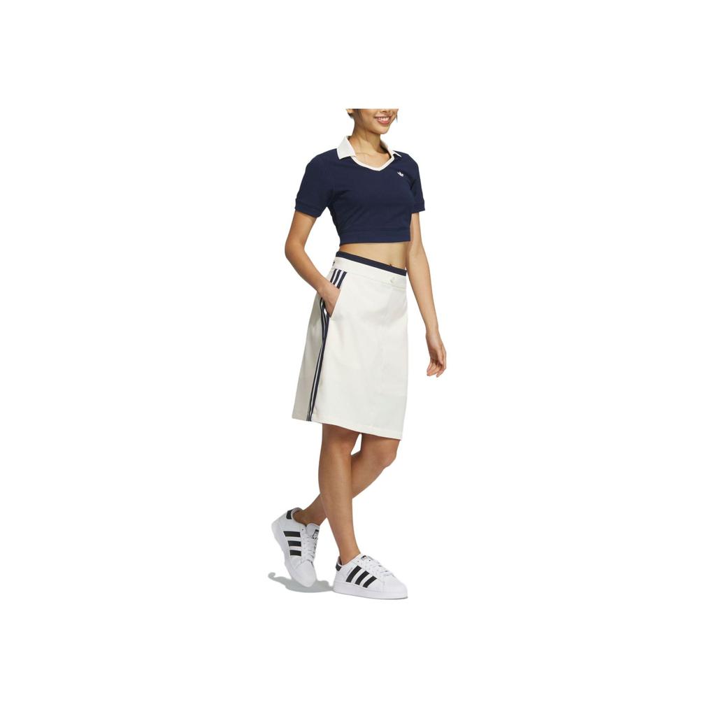 Adidas Originals X Notitle Collaboration FW23 Solid Color Three Stripe Drop Waist Zipper Sports Casual Skirt Women Skirts Off-White IN1076