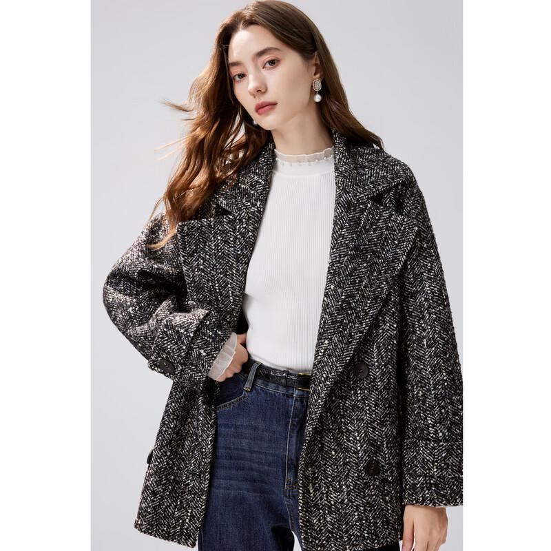 

Women s Loose Wool Blend Blazer Coat M