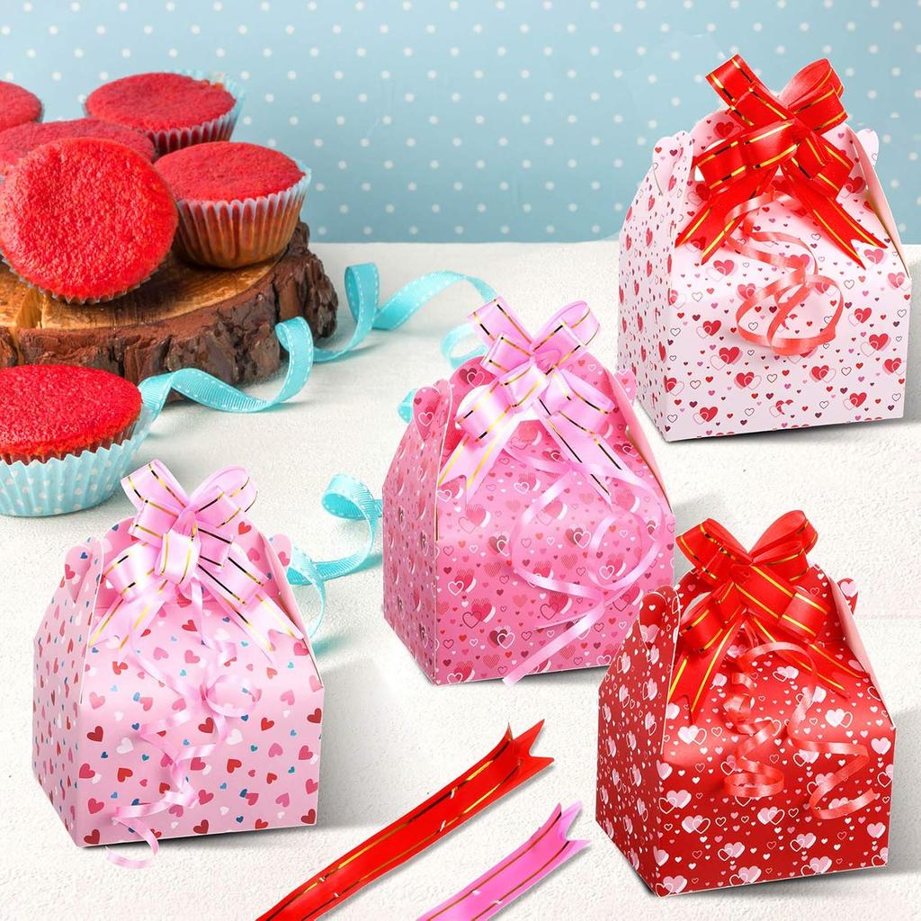 Chuangdi 36 Pcs Bulk Mini Valentines Day Treat Boxes Heart Gift Boxes Sweet Cardboard Paper Box Printed Candy Boxes for Goody Cookie Holder with 40