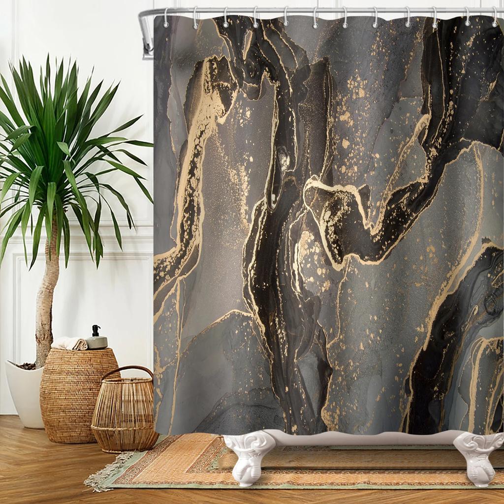Marble Bathroom Curtain Abstract Modern Luxury Shower Curtain Waterproof Fabric Shower Curtain Bath Curtains With Hooks180x200