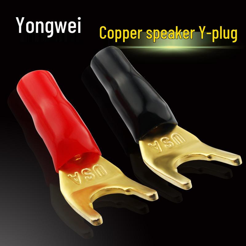 

Yongwei Y-Plug Banana Connector: Y-Type, Solderless, Full Copper, Gold-Plated Speaker Audio Connector. чёрный