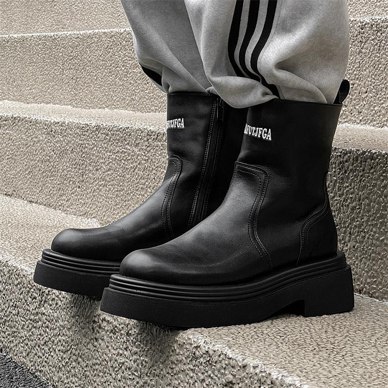 Autumn and Winter Black Men's Boots Classic Styles by Designers Work and Party Outdoor Street -46 Leather Shoes