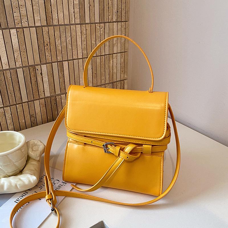 Mini Structured Crossbody Bag with Top Handle and Belt Detail Elegant Women's Shoulder Bag for Daily Use and Fashion Outings