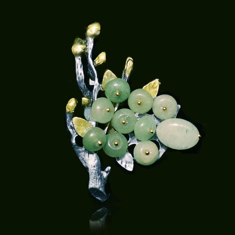 Natural Stone Flower Brooch Jewelry Large Brooches Metal Banquet Clothes Pins and Brooches Scarf Clip
