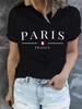 PARIS France Casual Crew Neck T-Shirt - Geometric Pattern Regular Length Summer Wear Soft and Comfortable
