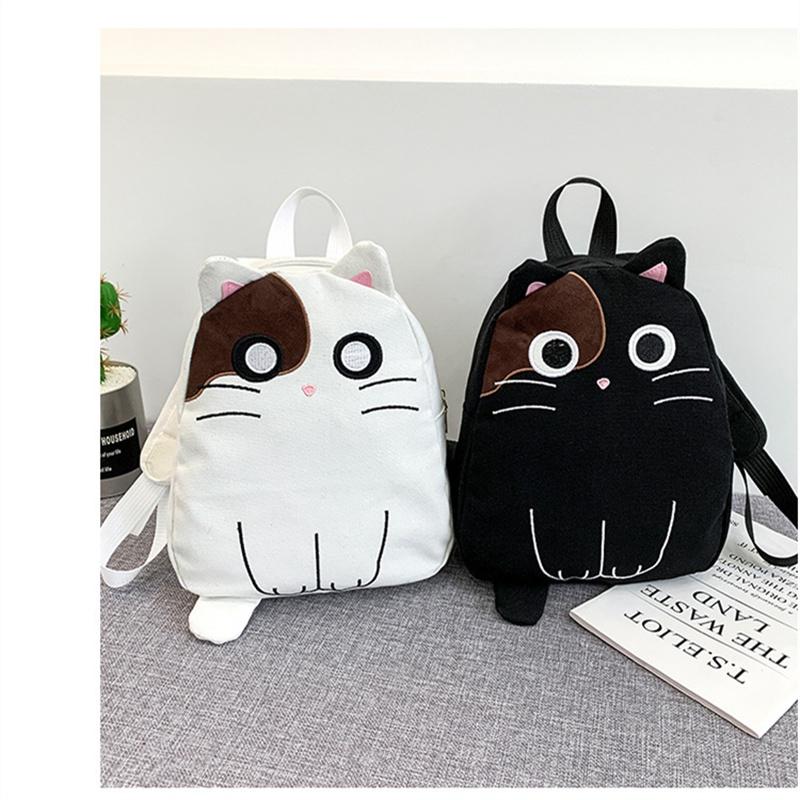 New Arrival 20l Canvas Cat Backpack For Girls And Boys Soft And Durable With Lovely Print