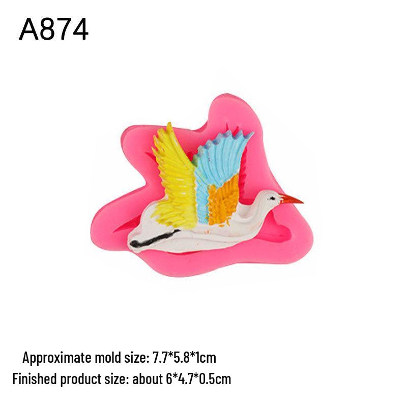 Chinese Style Crane Silicone Fondant Mold for Cake Decoration