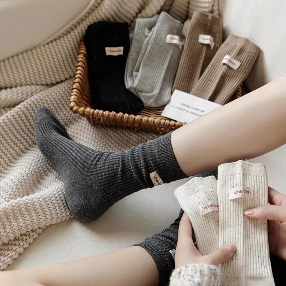 Cotton Knitted Socks Mid-tube Warm Socks Fashion Middle Tube Socks  Winter