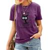 Süßes lustiges Katze 3D-Druck Kurzarm-T-Shirt Modisch Bequem Weich Atmungsaktiv Groß Locker Sommer Damen T-Shirt