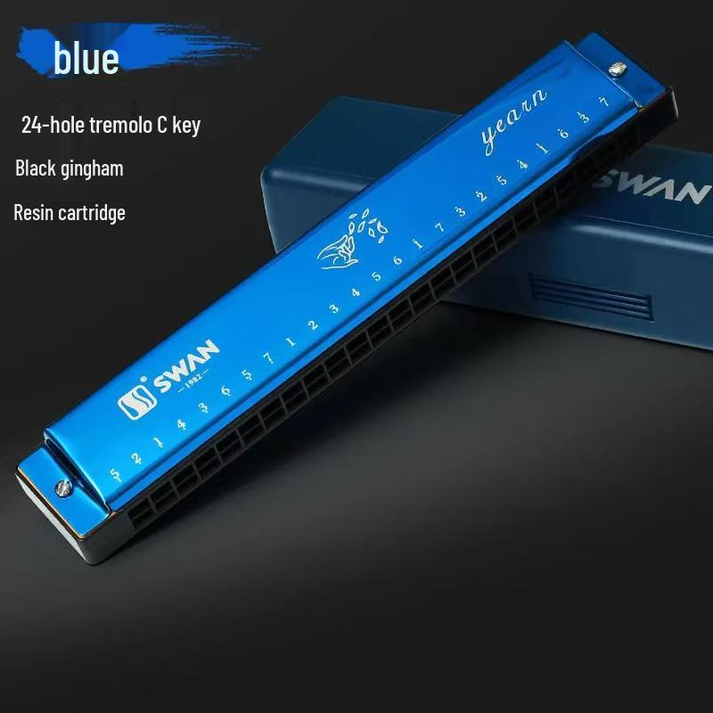 Swan 24-Hole Harmonica in C Key for Beginners and Students - Professional Performance Level Instrument