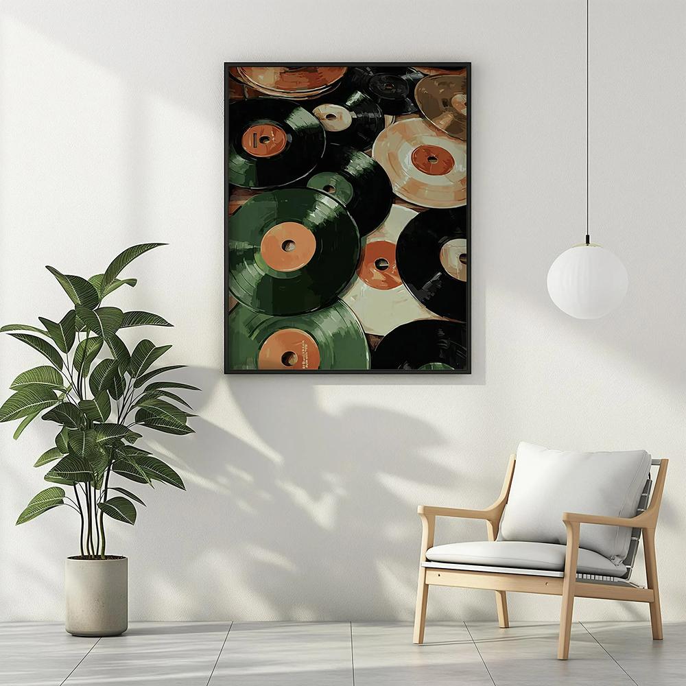 Płyty Winylowe Plakat Druk Abstrakcyjny Mid Century Sztuka Ścienna Retro Dekoracja Artystyczny Modny Nowoczesny DJ Miłośnik Muzyki Prezent Matowe Obrazy
