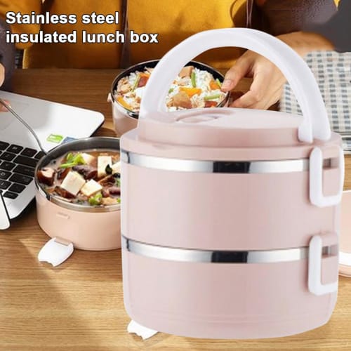 Lunch Container - Insulated Stainless Steel Food Keeper with Secure Buckles On Both Sides | School Lunch Container, Easy-Cleaning Food Box with Portab