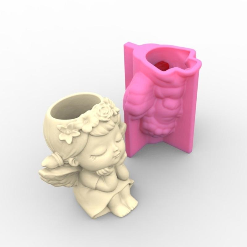 Flower Pot Silicone Mold Concrete Cement Plant Pot Mold Flowerpot Epoxy Resin Mould Makeup Brush Holder Organizer Mold