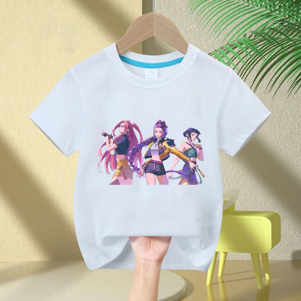 T-Shirts Girls Cartoon Printed Girls T-Shirt Crew Neck Fashion Casual Top Children's T-Shirt Girls Clothing