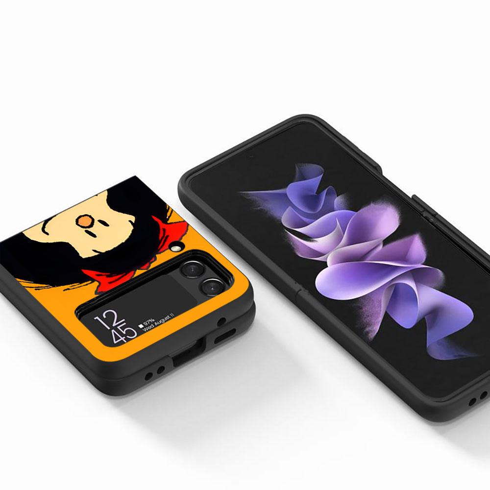 Cute Mafalda Case for Samsung Galaxy Z Flip4 Flip3 5G PC Hard Cell Phone Shell Z Flip 4 3 Black Coque Zflip4 Zflip3 Cover
