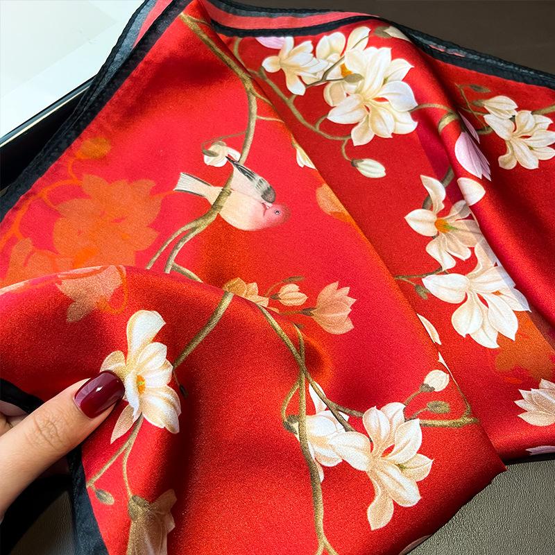 Square 100% Silk Scarf Women 53*53cm Pure Neck Hair Band Small Headband Foulard  Fashion Print Neckerchief Scarves Bandana