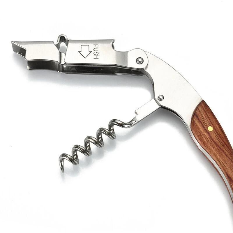 Kellnermesser mit Griff aus rotem Birnenholz für Bier- oder Weinflasche, leicht zu tragen für Picknickzeit, Küchenzubehör oder Barmann