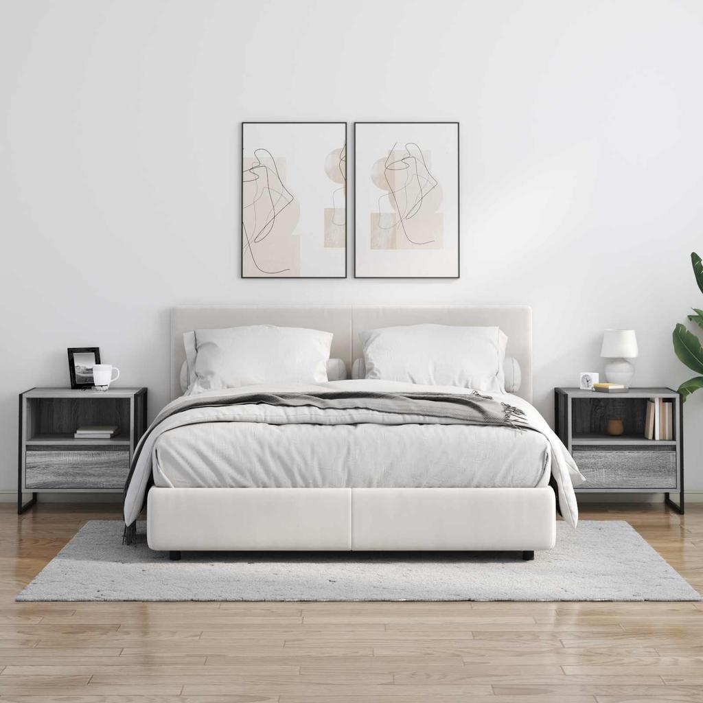 Nightstand Set of 2 Grey Sonoma 50 x 39.5 x 50 cm Particleboard