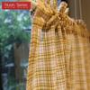 1PC Nuan Series Beige Checkered Cherry Decoration Short Curtain Rod Pocket Partition Curtain for Kitchen Living Room Bedroom Cupboard Home Decor