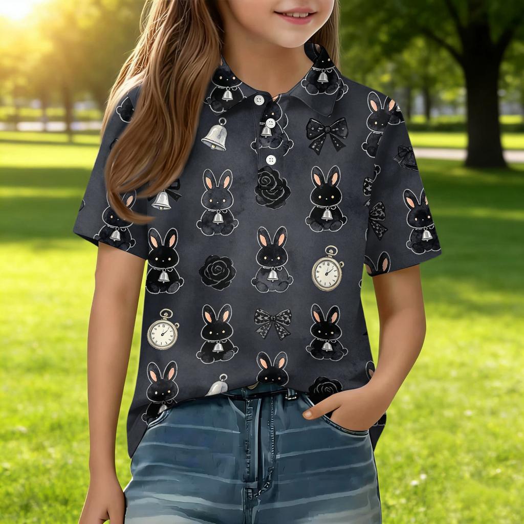 Kids Casual Short Sleeve Polo Shirt Animal Print Lightweight Comfortable Soft Fabric Summer Top for Boys Girls