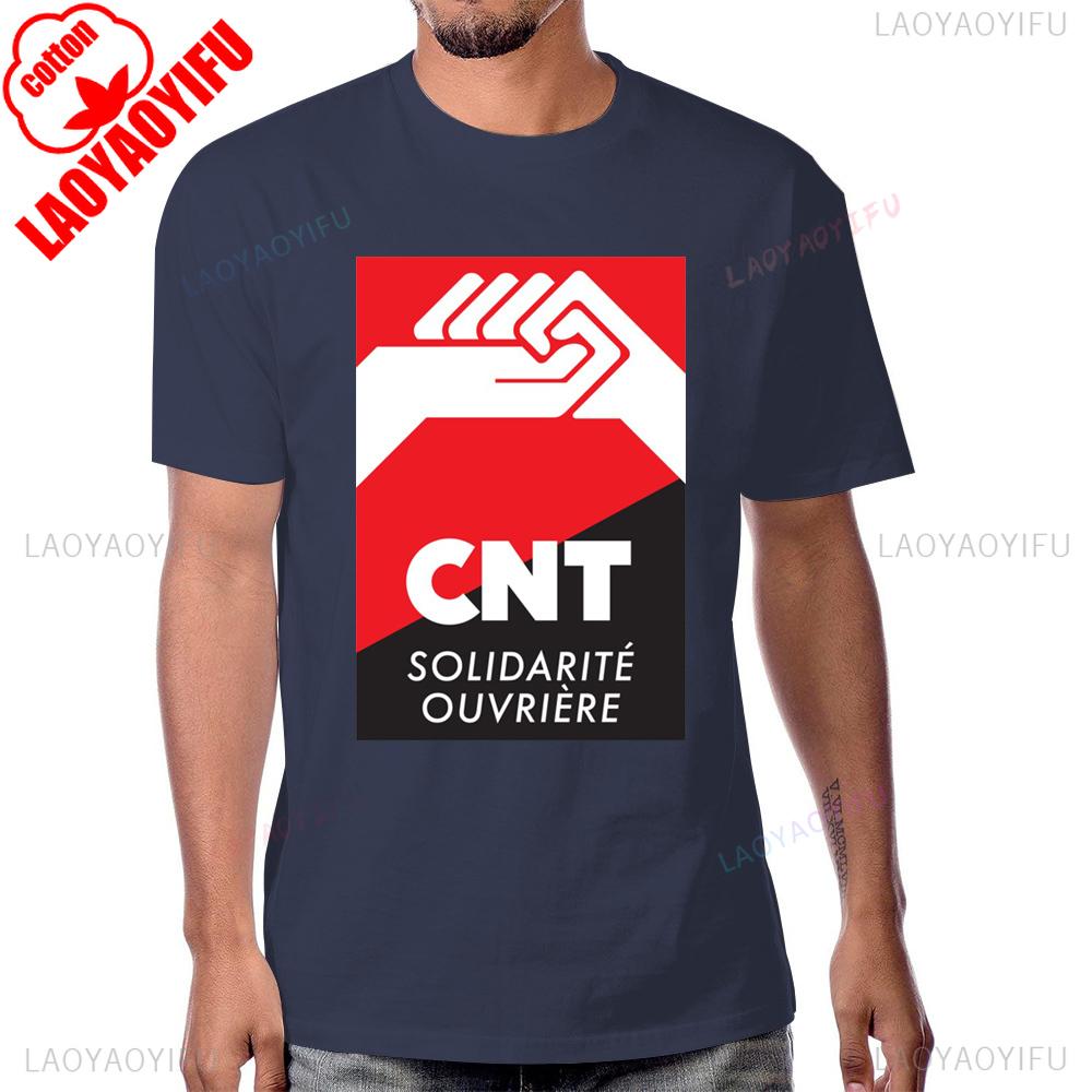 CNT Solidarite Ouvriere Tričko s krátkým rukávem Bavlněné Letní Styl Pánské Tričko Streetwear Hipster Dámské Tričko