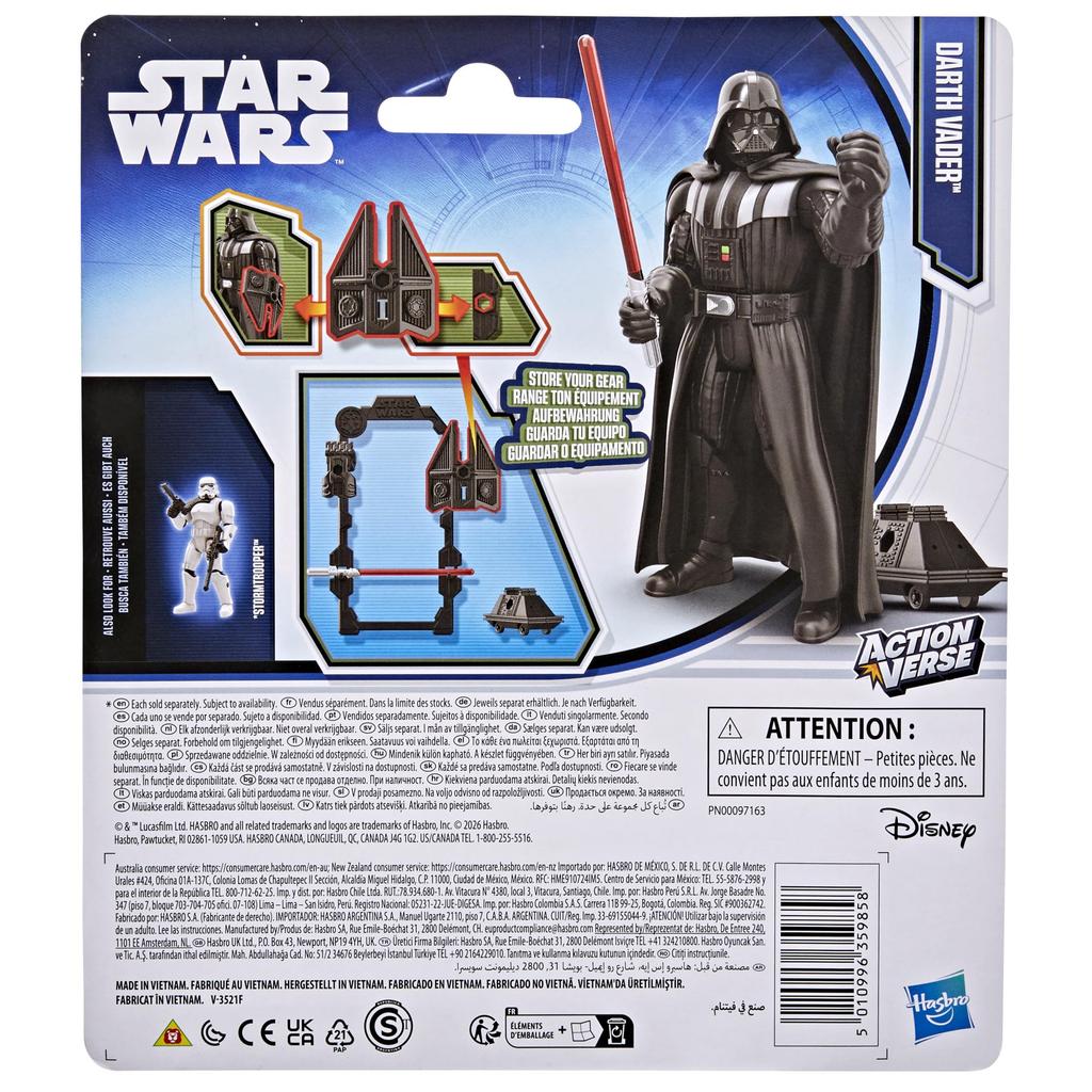 Hasbro STAR WARS Actionverse Darth Vader 11cm Action Figure Reusable Accessory Storage Toy for Ages 4 and Up G2869 Authentic & Accessories, Rack,