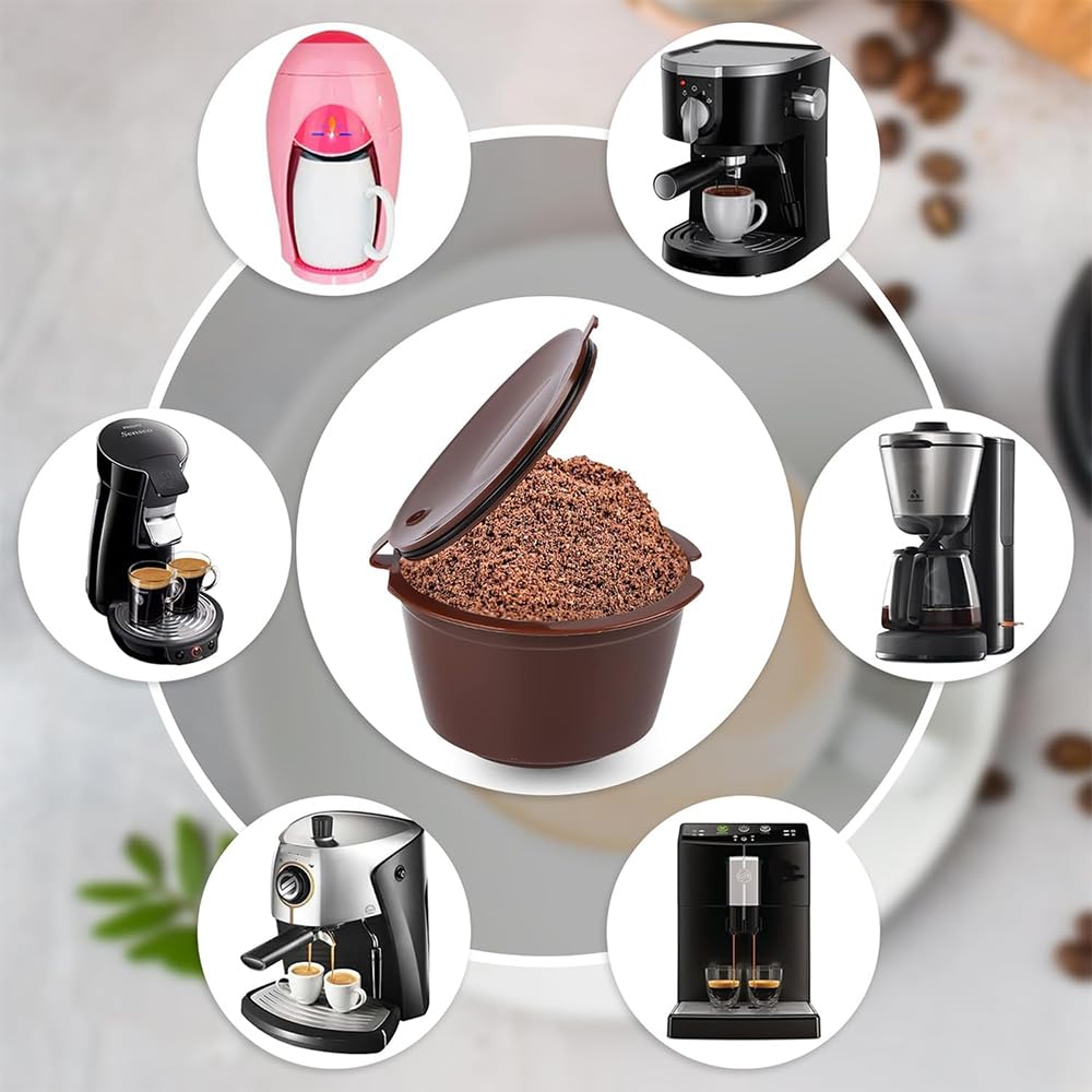 KALOLINNA Coffee Capsules, Suitable for Dolce Gusto, Set of 6, Reusable Coffee Filters, Compatible with Dolce Gusto, Easy To Carry, Includes Brush