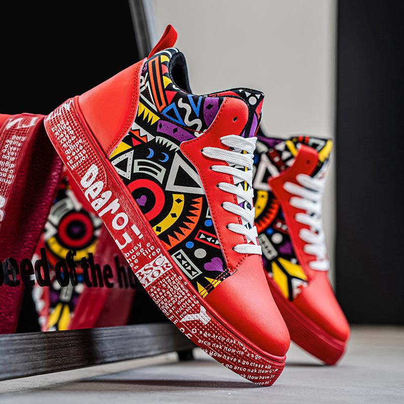 Mens Casual Sport Shoes Autumn Fashion Comfort Non Slip Casual Sneakers Platform Outdoor Running Shoes Graffiti Board Shoes