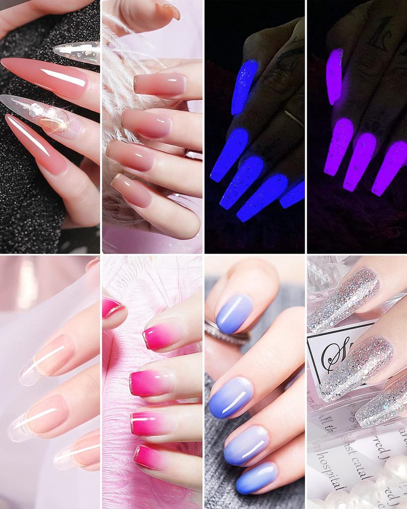 Biutee Poly Gel Glow Nail Gel 8 colors to choose includes nail extension model nail base top nail and 60 nail Includes nail extension model nail
