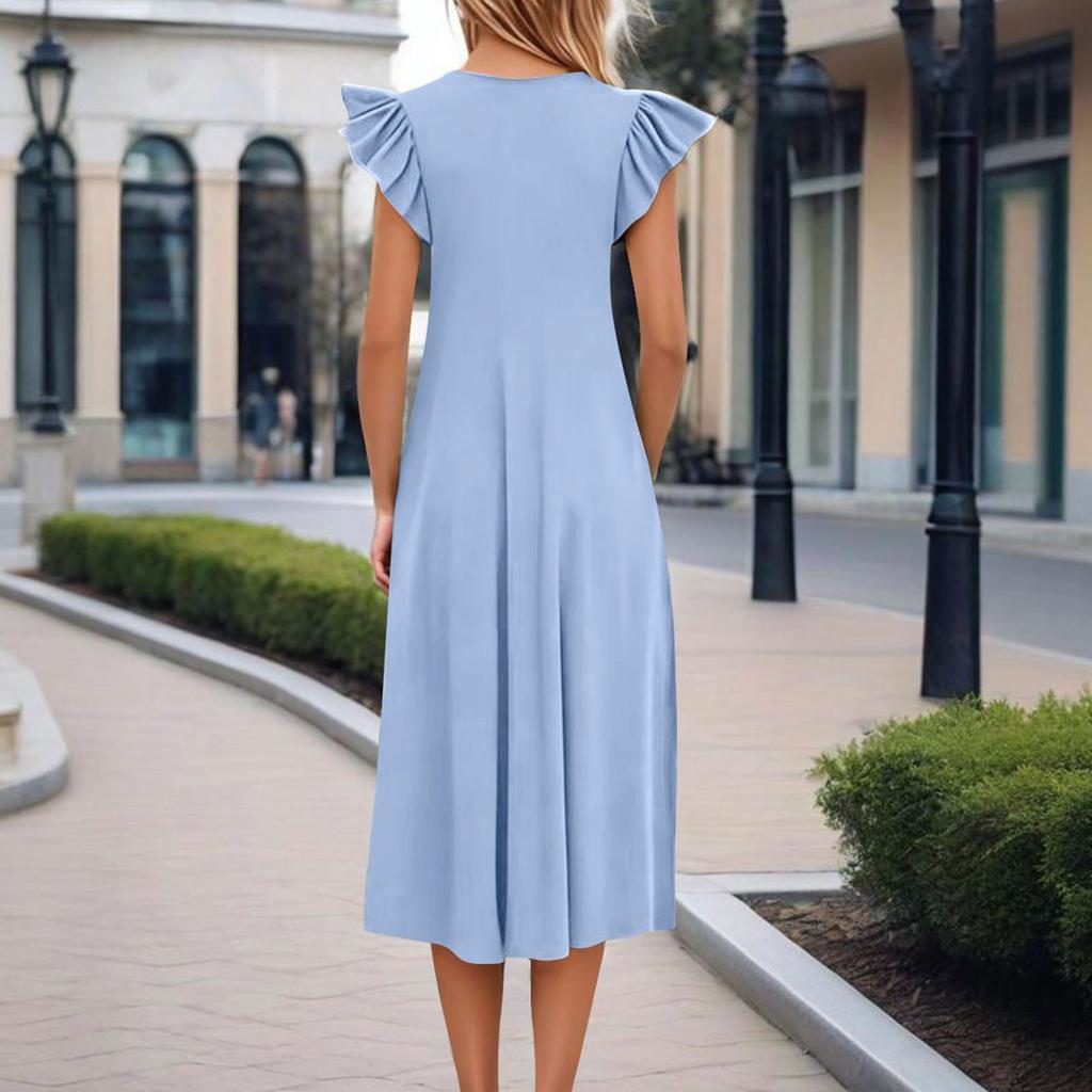 Women's One-piece Short Sleeve Flared Sleeve Loose Casual Round Neck Dress