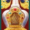 Tibetan Stupa Tantric Removable Pearl Inlaid Gem Buddhist Statue Golden Alloy Handicraft Altars Indoor Home Desktop Decorative
