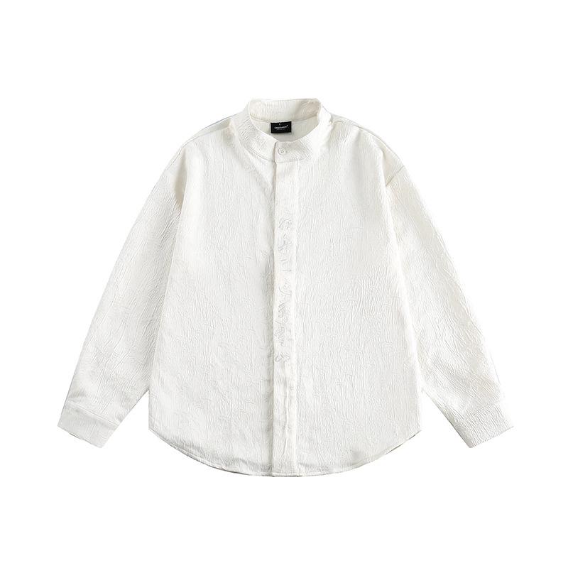 

Шикарная рубашка в стиле ретро со стойкой и длинным рукавом - Женская весенне-осенняя в китайском стиле Medium белый