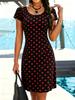 Polka Dot Summer Dress - Casual Short Sleeve with Ruffles