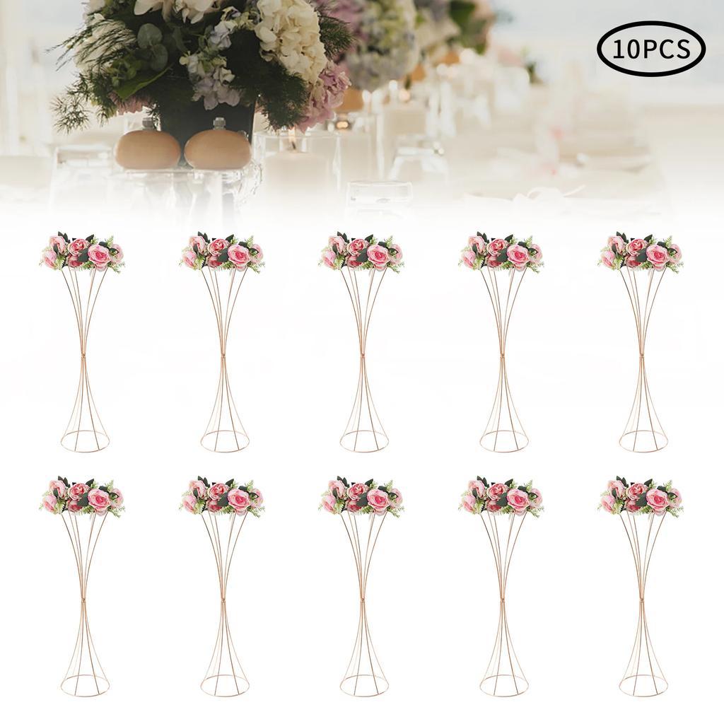 10 Pcs Gold Trumpet Vases 31.5in Stackable Metal Flower Stand DIY Flower Arrangement Decor for Wedding Party Dinner Decoration