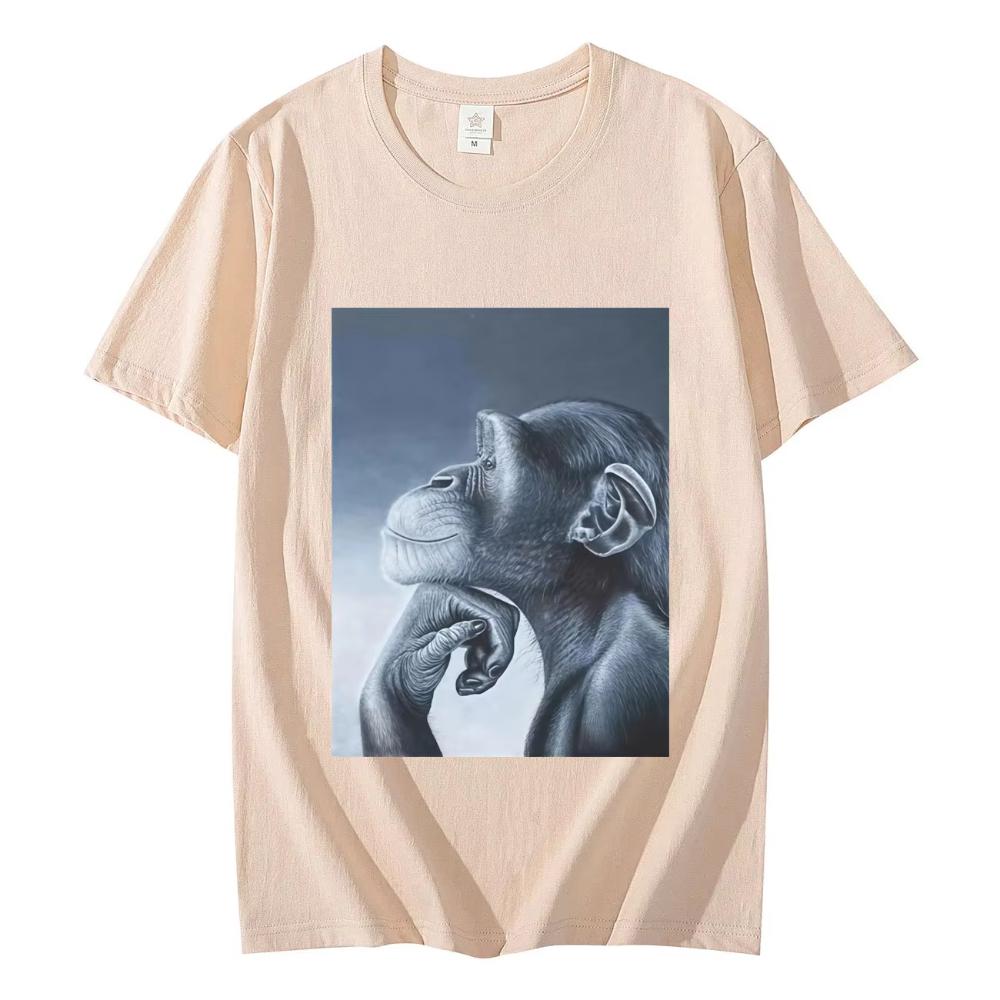 Funny Rage Bait Monkey Meme T-shirts Fashion Vintage Short Sleeve T-shirts Men Women Clothing Summer Cotton T Shirt
