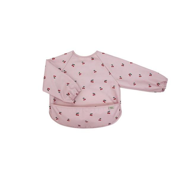 Kungs Kungs Baby Food Bib Waterproof Long Sleeve Water Repellent Breathable Long Sleeve Bib, Long Sleeve Pink Cherry, 1 Piece, 1 Piece