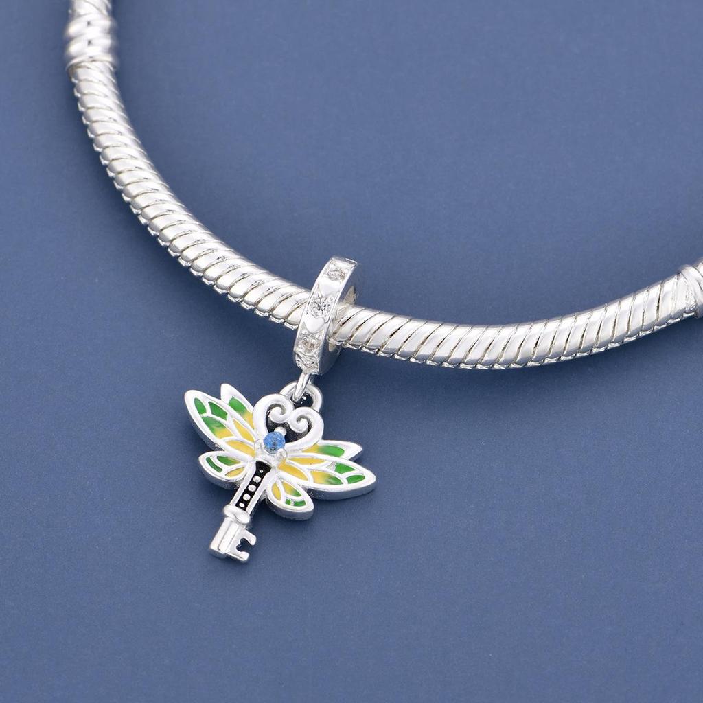 Natural Story S925 Tree of Life Dragonfly Charm Beads for DIY Bracelet Keychain Accessories