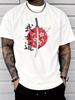 Unisex Sommer Blau Kurzarm T-Shirt Japanischer Bushido Katana Sakura Druck Lässig Streetwear Lockerer Schnitt Männlich Täglich Mode Oberteile
