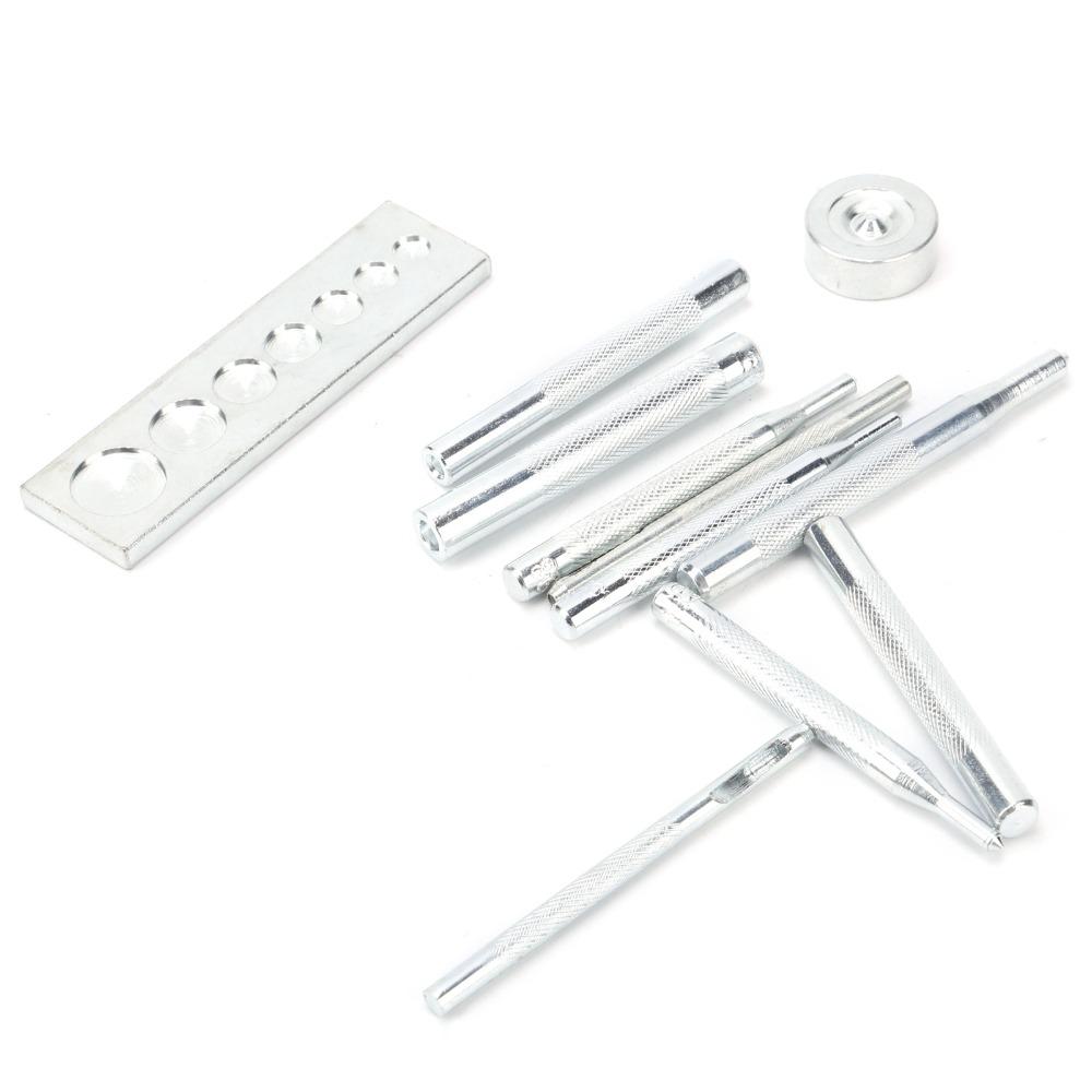 11PCS Stainless Steel Rivet Setter Kit With Base Die Punch Snap Set  For Leather Crafts and Repairs