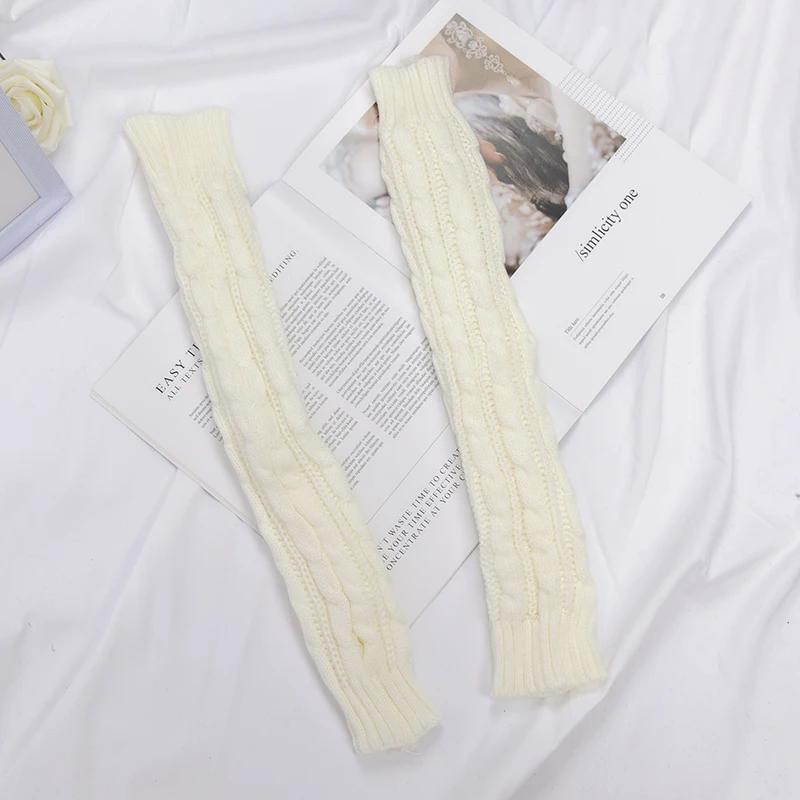 Women's Winter Mitten Knitted Arm Warmers Long Fingerless Gloves Wrist Elbow Oversleeves Soft Girls Clothes Punk Gothic Gloves