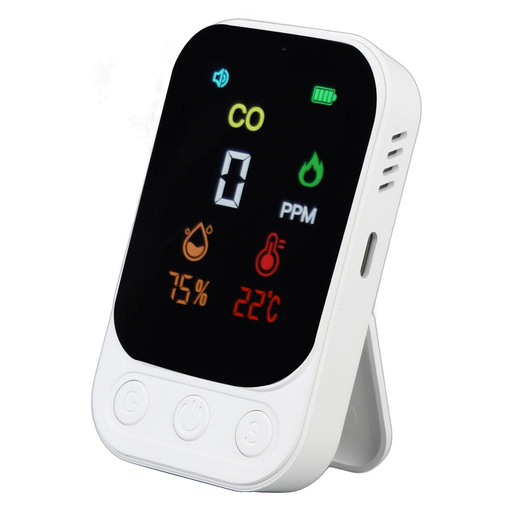 CO Detector Multifunctional Portable Temperature Humidity CO Tester for Travel Tent Picnic 5V
