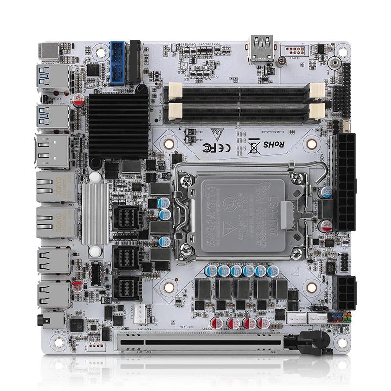 Intel vPRO Q670 NAS-Motherboard LGA1700 Max. 8×SATA 6×M.2 NVMe 1×PCIe 5.0 x16 2×DDR5 2×2,5G LAN Firewall-PC ITX-Mainboard