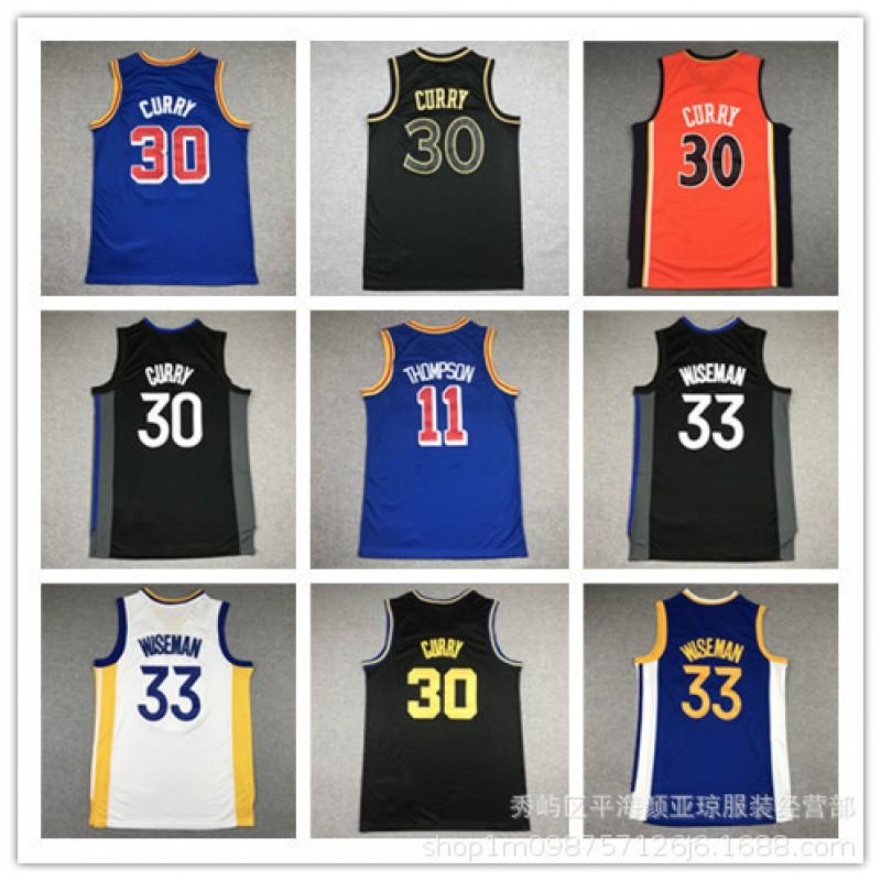 Custom Embroidered Basketball Jersey Warriors 30 Curry 11 Thompson 22 Wiggins Unisex Sportswear Court Practice Training