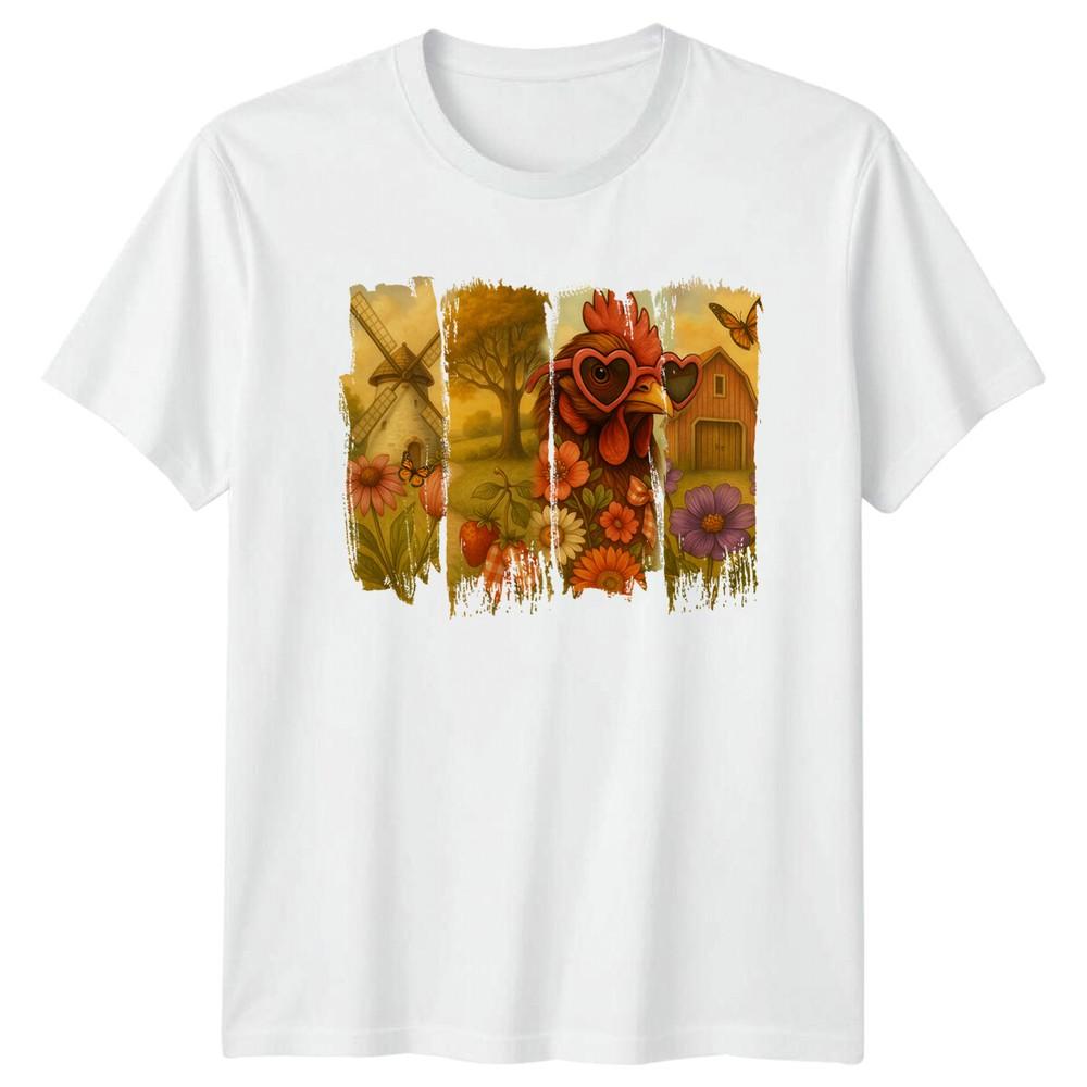 Farm Rooster Heart Glasses TShirt Chicken Pun Tee Cute Farmhouse S