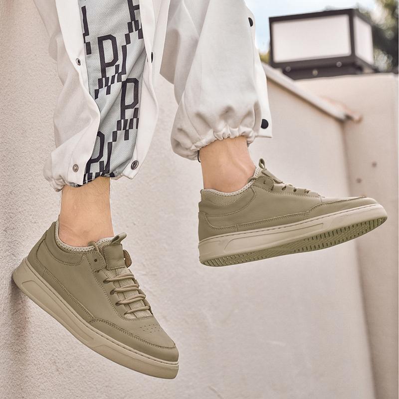 Fashion Genuine leather casual men's shoes Trendy and versatile minimalist design daily high-quality Outdoor leisure sports Black shoes