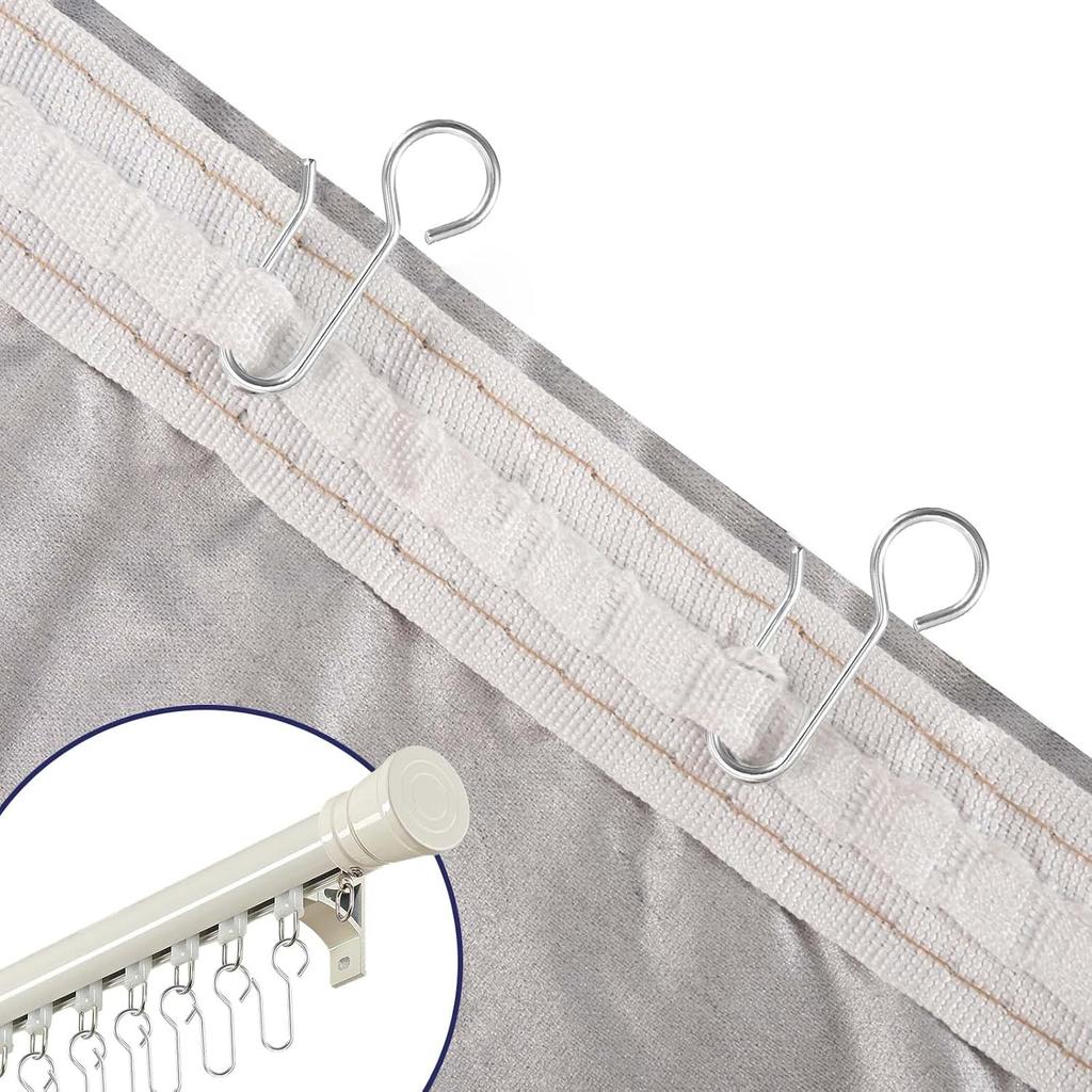 60pcs Small Curtain Track Hooks, S Shaped Short Drape P for Flexible Ceiling Curtain Track Rollers, Metal Rod Clips Holder - Silver