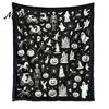 Washable Velvet Throw Blanket Halloween DIY Coloring Blanket, with Ghost Patterns, Color Your Unique Birthday Gifts for Artists Own Cozy Adults