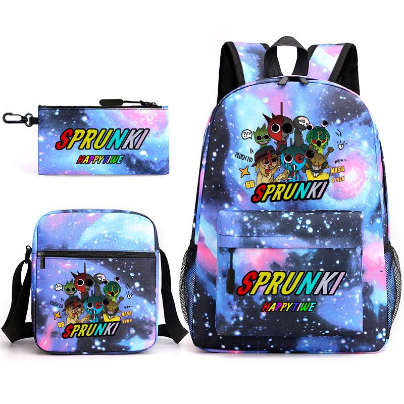 Boys Backpack Rhythm Box Treasure Children's School Bag Anime Satchel Pencil Bag Oxford Cloth Elementary School Student D